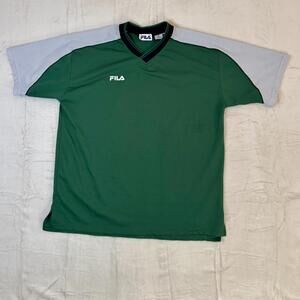 FILA Men’s Shirt Size XL Green Made in Italy Polyester Short Sleeve RN31175